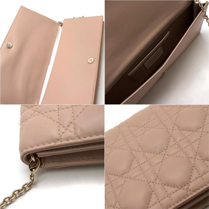 Women's Dior Lady Dior Cannage Leather Nude Clutch
