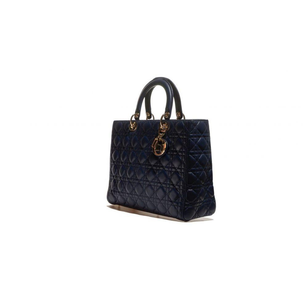 DIOR, Lady Dior in blue leather In Excellent Condition In Clichy, FR