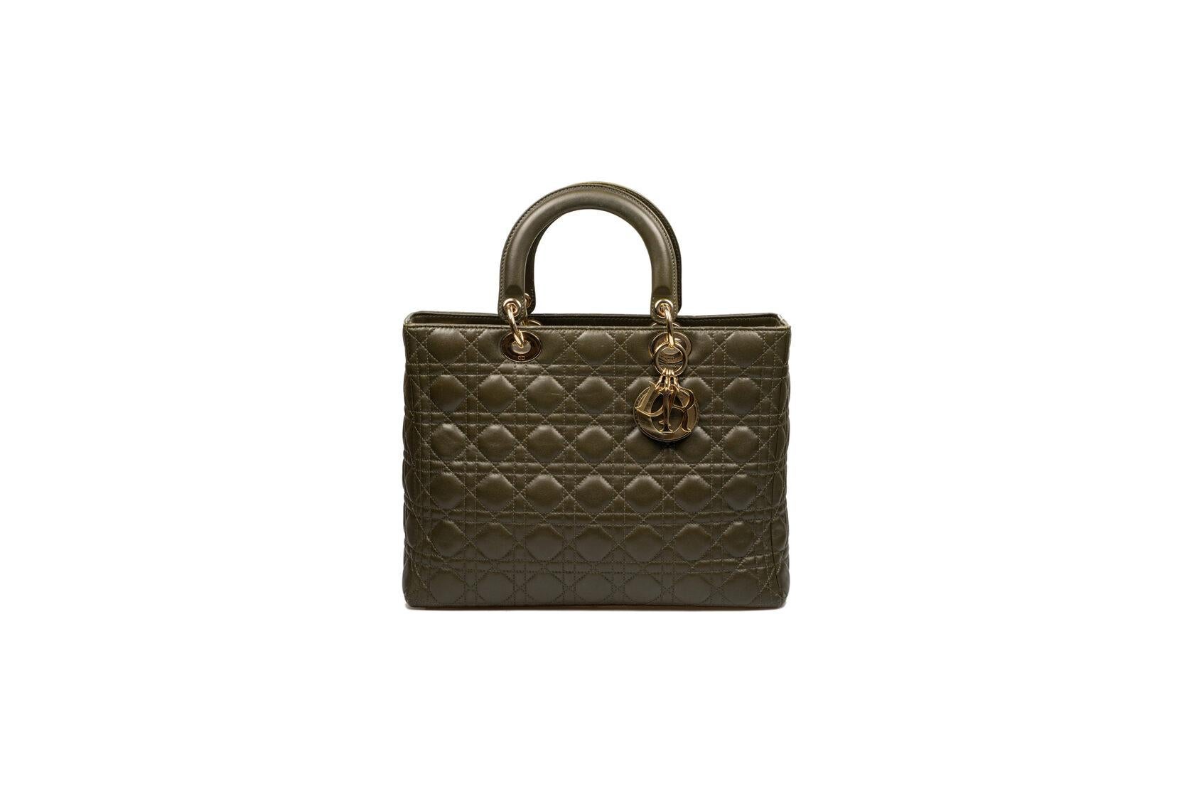 Dior Lady Dior Large Khaki Green For Sale 7