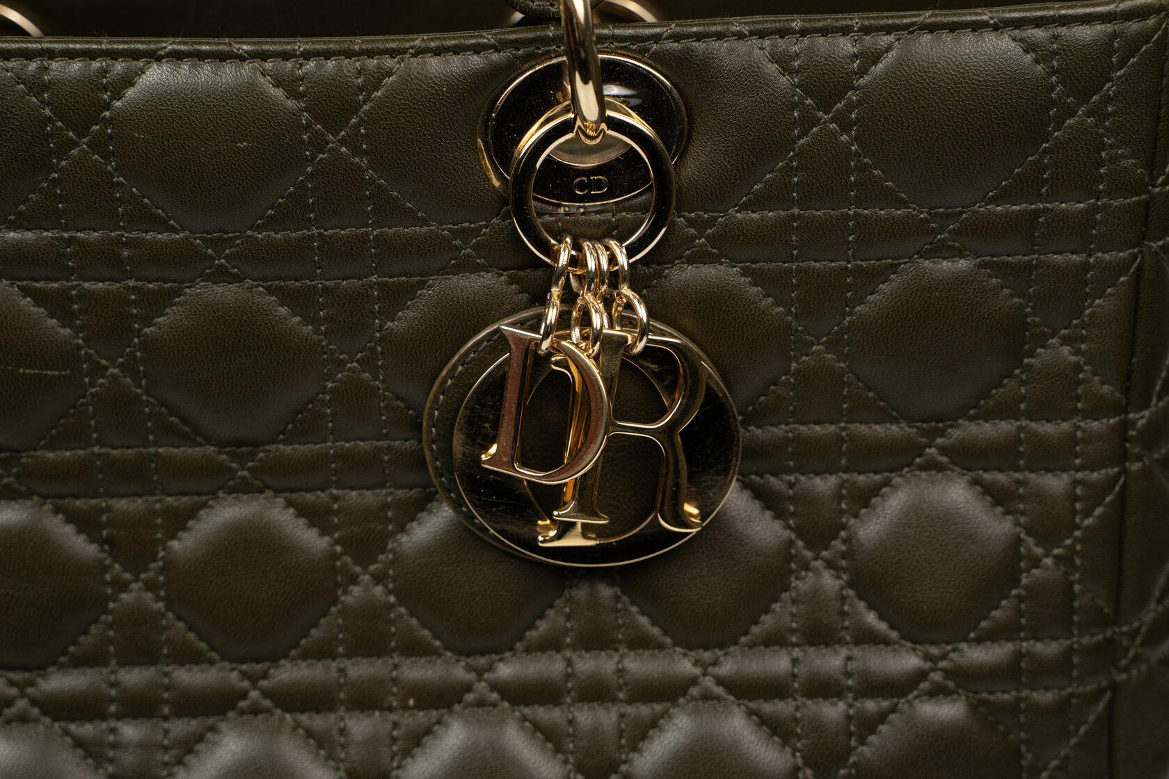 Dior Lady Dior Large Khaki Green For Sale 10