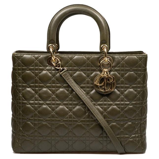 Dior Lady Dior Large Khaki Green For Sale