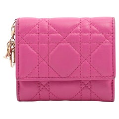Dior Lady Dior Lotus Wallet in Lambskin Pink