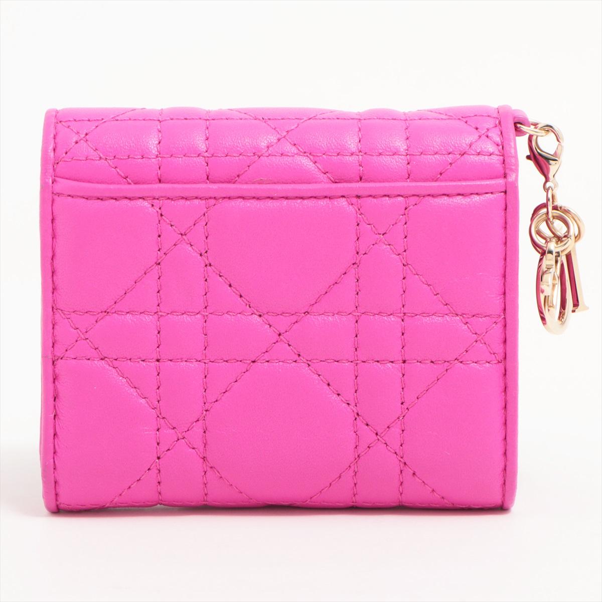 Dior Lady Dior Lotus Wallet Lambskin Wallet Pink In Good Condition For Sale In Indianapolis, IN