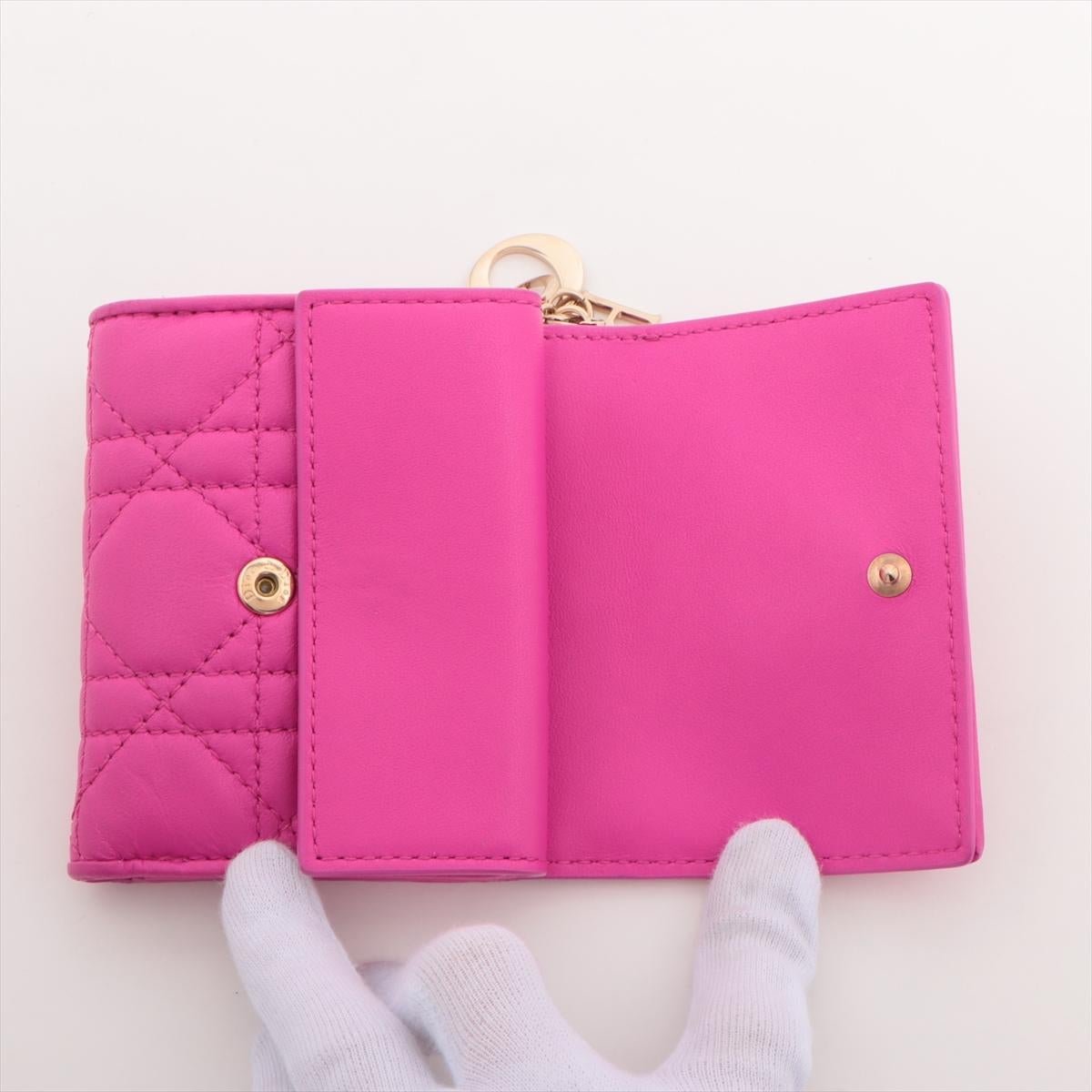 Women's Dior Lady Dior Lotus Wallet Lambskin Wallet Pink For Sale