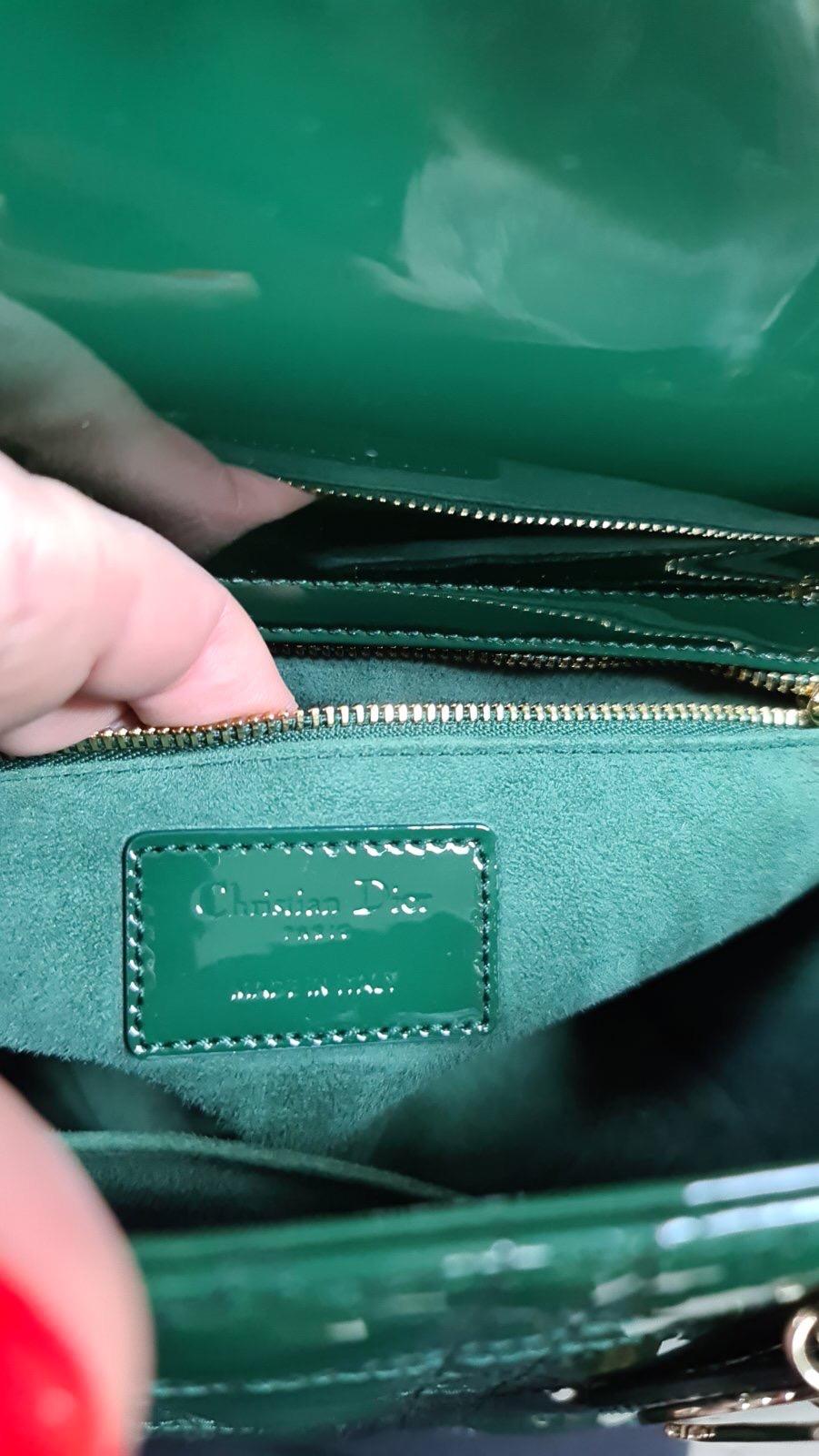 Dior Lady Dior Medium Green Patent Leather Bag 3
