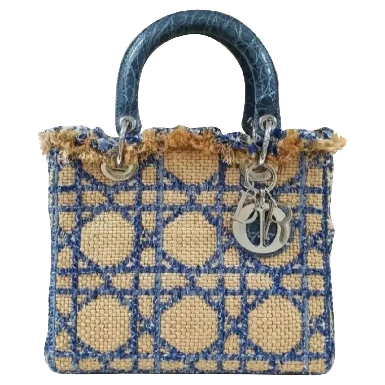 Dior Lady Dior - Tweed de taille moyenne  Sac à main en crocodile en vente