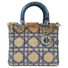 Dior Lady Dior Medium Tweed  Crocodile Handle Bag