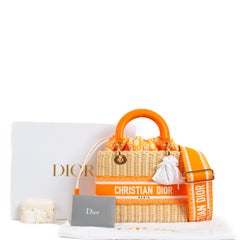 Dior Lady Dior Medium Wicker Fluo Orange Bag