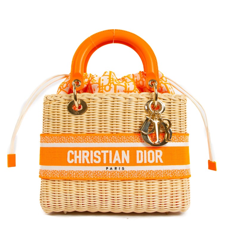 Lady Dior Lady Dior Medium Fluo Orange Tasche aus Korbweide bei