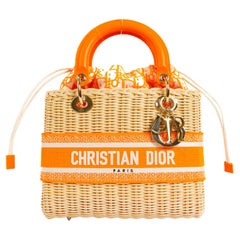 Dior Lady Dior Medium Wicker Fluo Orange Bag