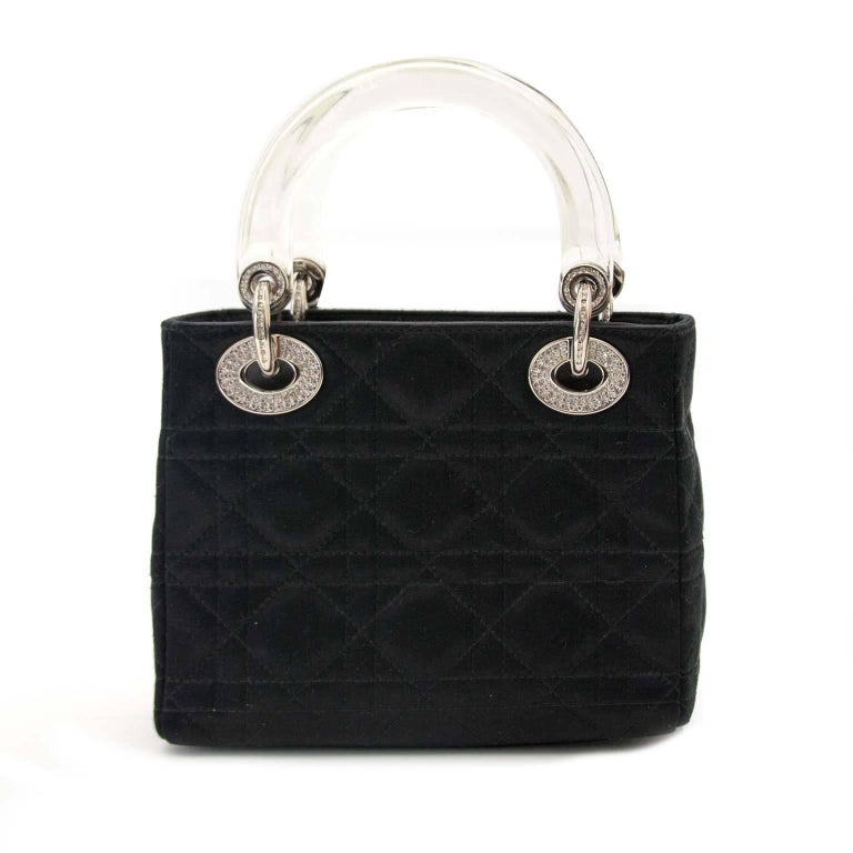 Dior Lady Dior Mini Black Satin bag With Crystals at 1stDibs | mini ...