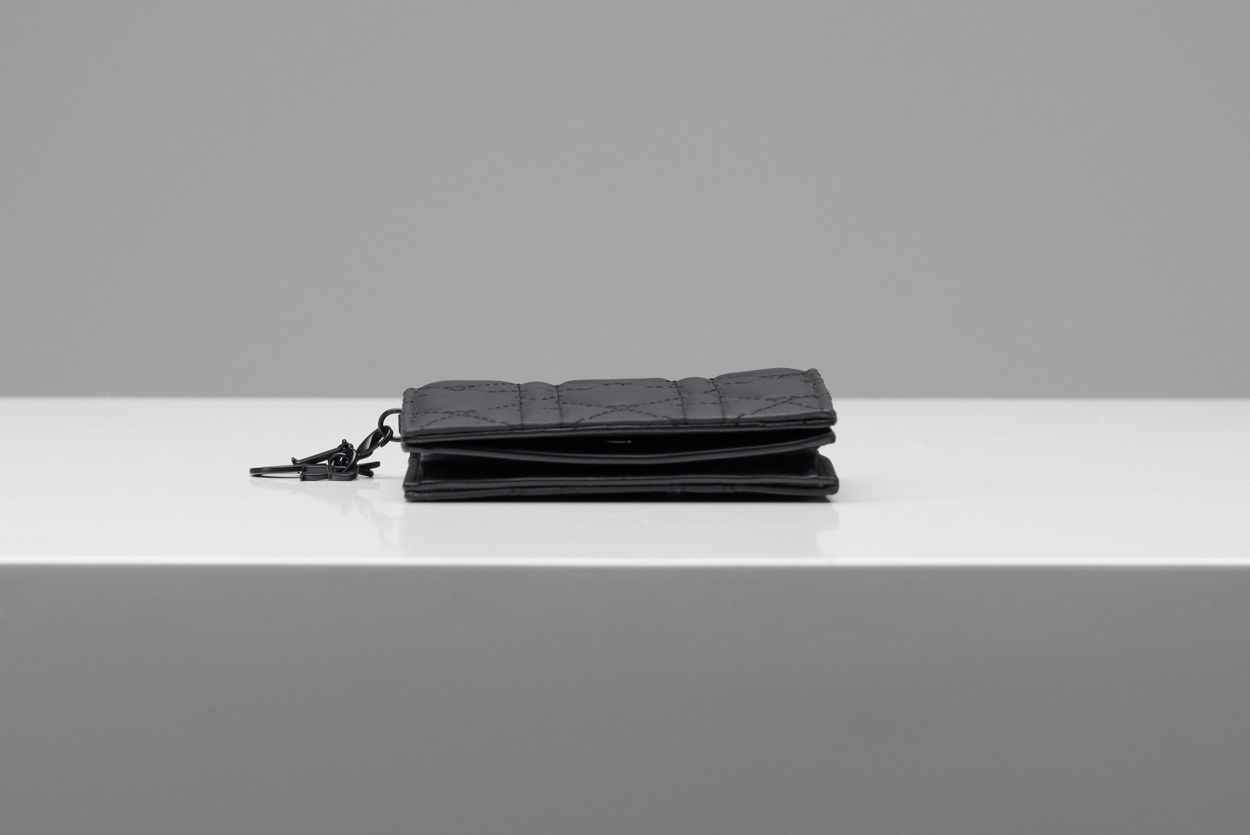 Dior Lady Dior Mini Wallet NEW Ultramatte Black en vente 3