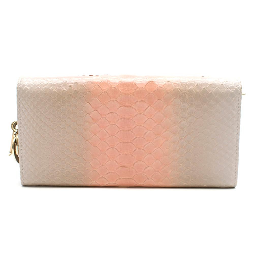 Beige Dior Lady Dior Ombre Wallet On Chain	