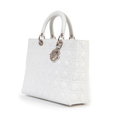 Dior Lady Dior White Large Top Handle