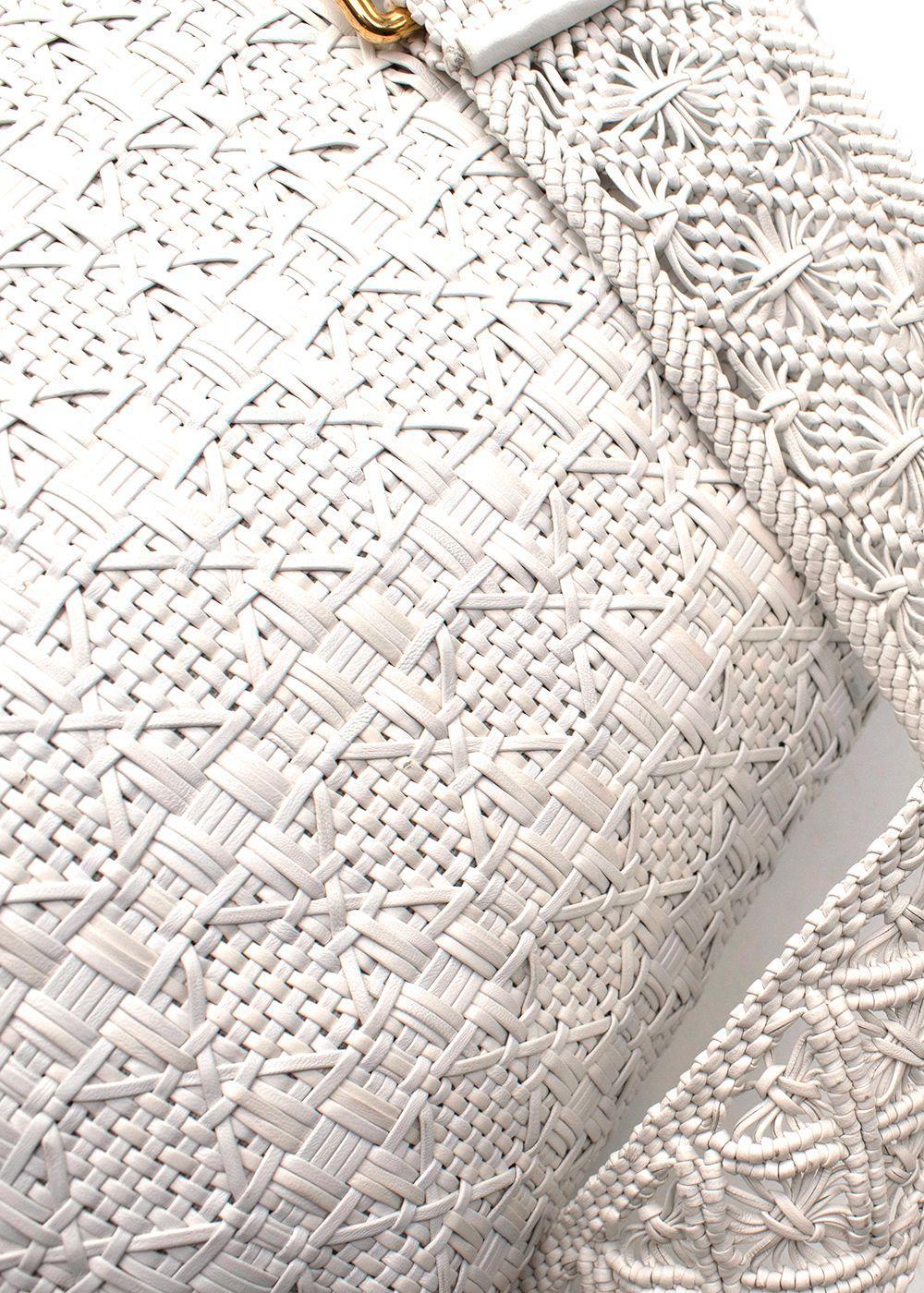 Dior Lady Dior White Woven Leather Bag  3