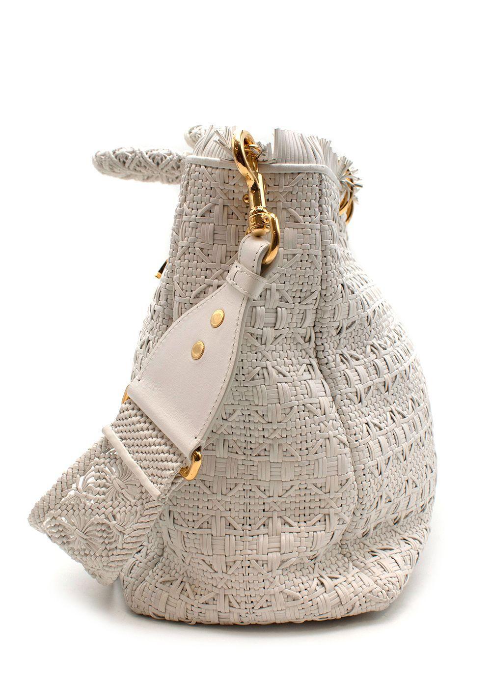Dior Lady Dior White Woven Leather Bag  1