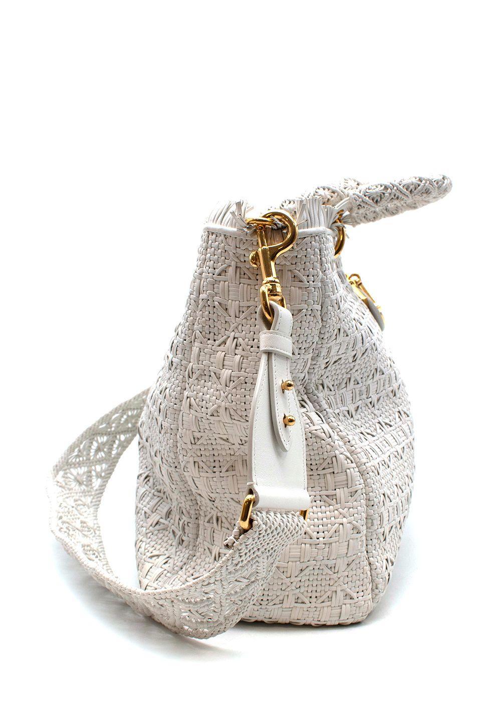 Dior Lady Dior White Woven Leather Bag  2