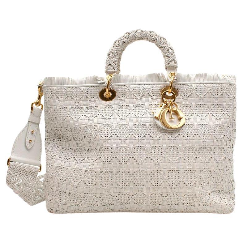 Dior Lady Dior White Woven Leather Bag 