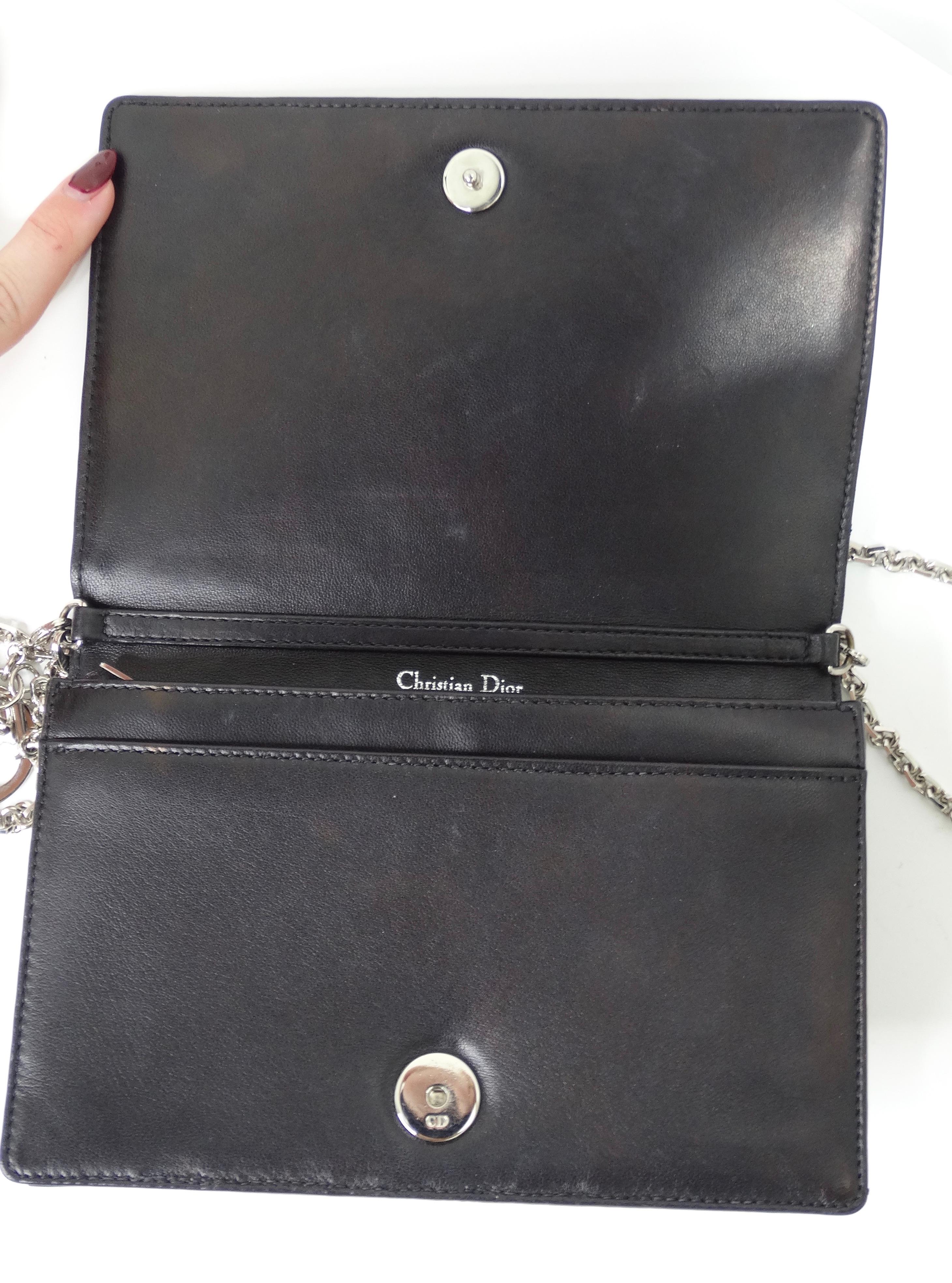 Dior Lady Handbag Patch Embellished Black Leather Shoulder Bag For Sale 4