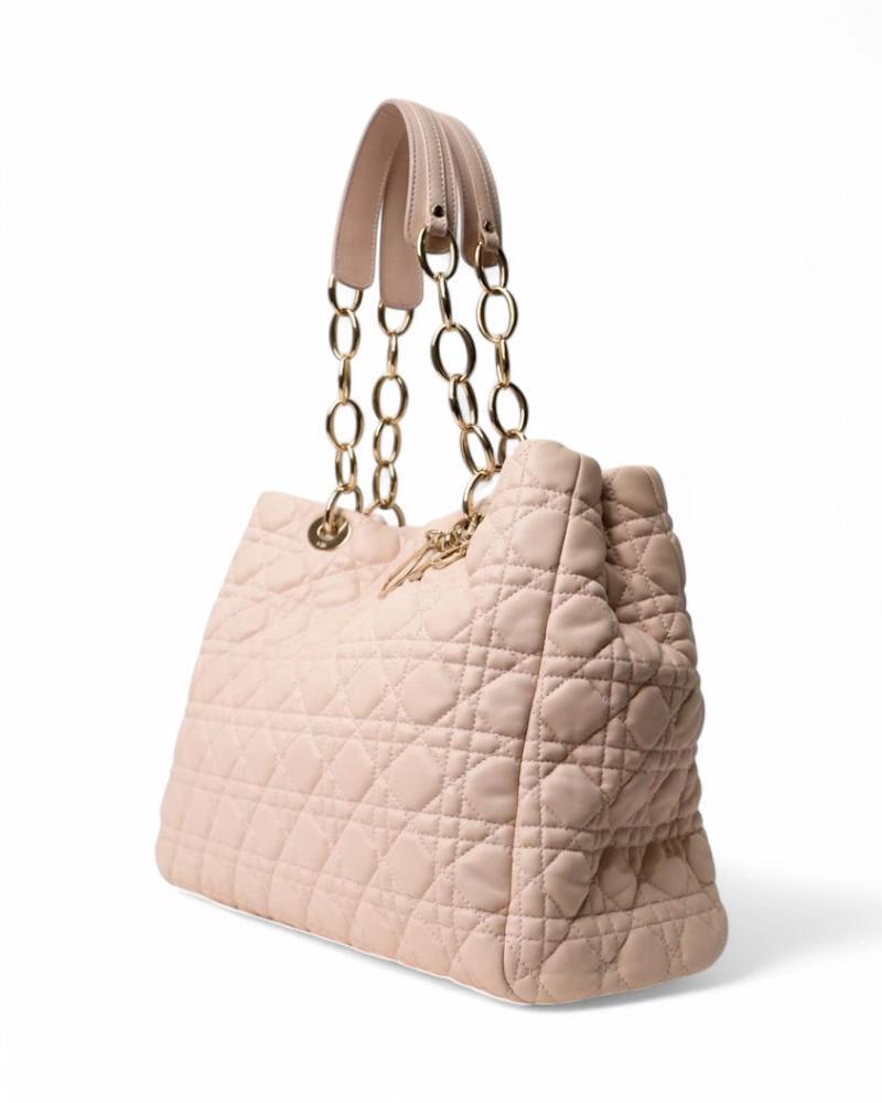 Beige Dior Lady Large Soft Cannage Pink