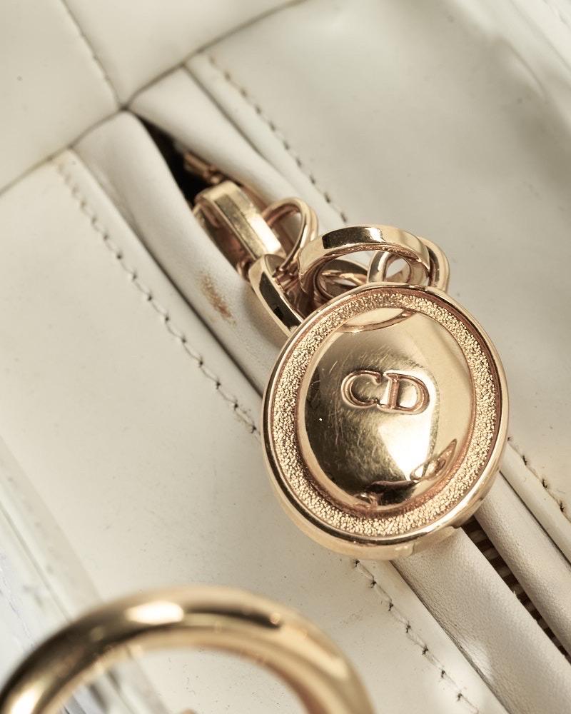 Dior Lady Large Vintage Cannage Vernice Bianca 6