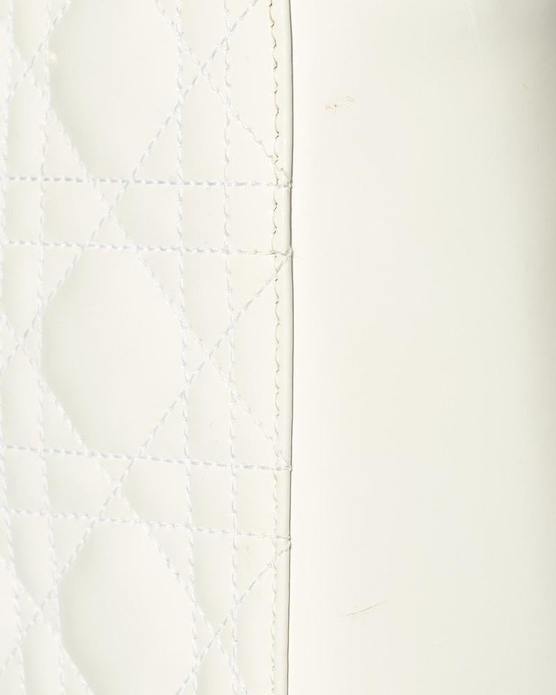 Dior Lady Large Vintage Cannage Vernice Bianca 4
