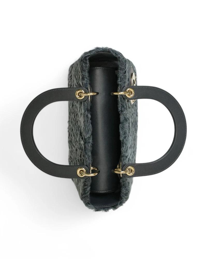Dior Lady Medium Fur Grey en vente 9