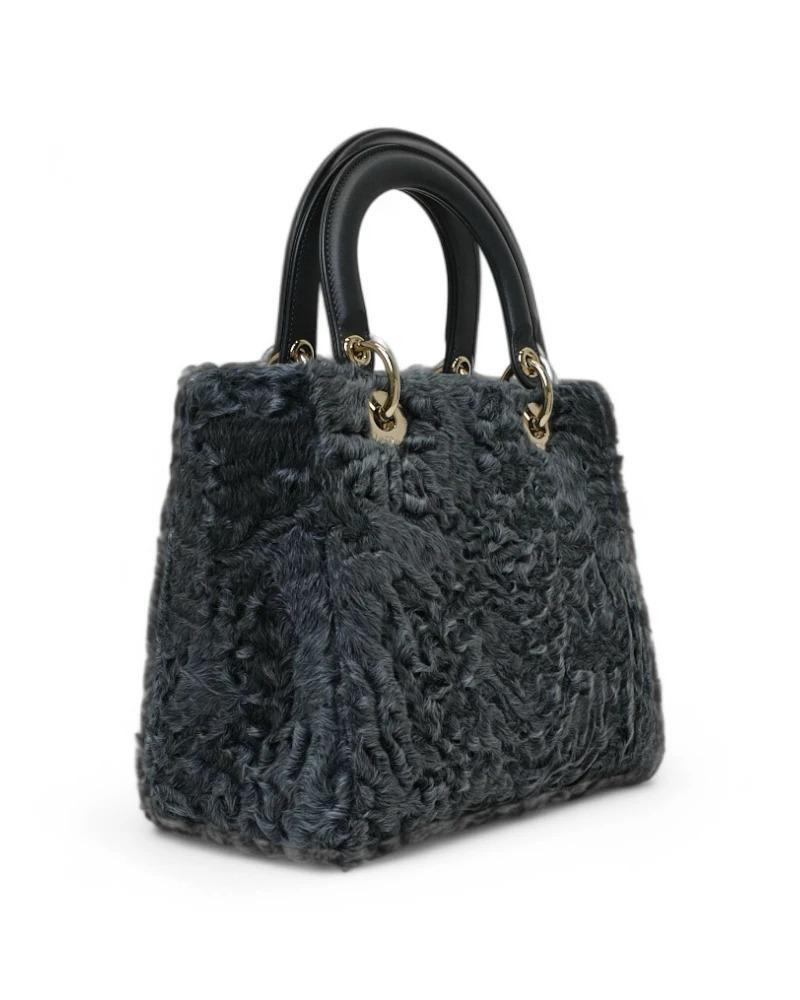 Dior Lady Medium Fur Grey Pour femmes en vente