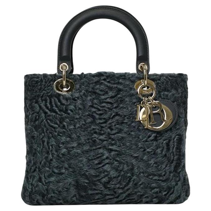 Dior Lady Medium Fur Grey en vente