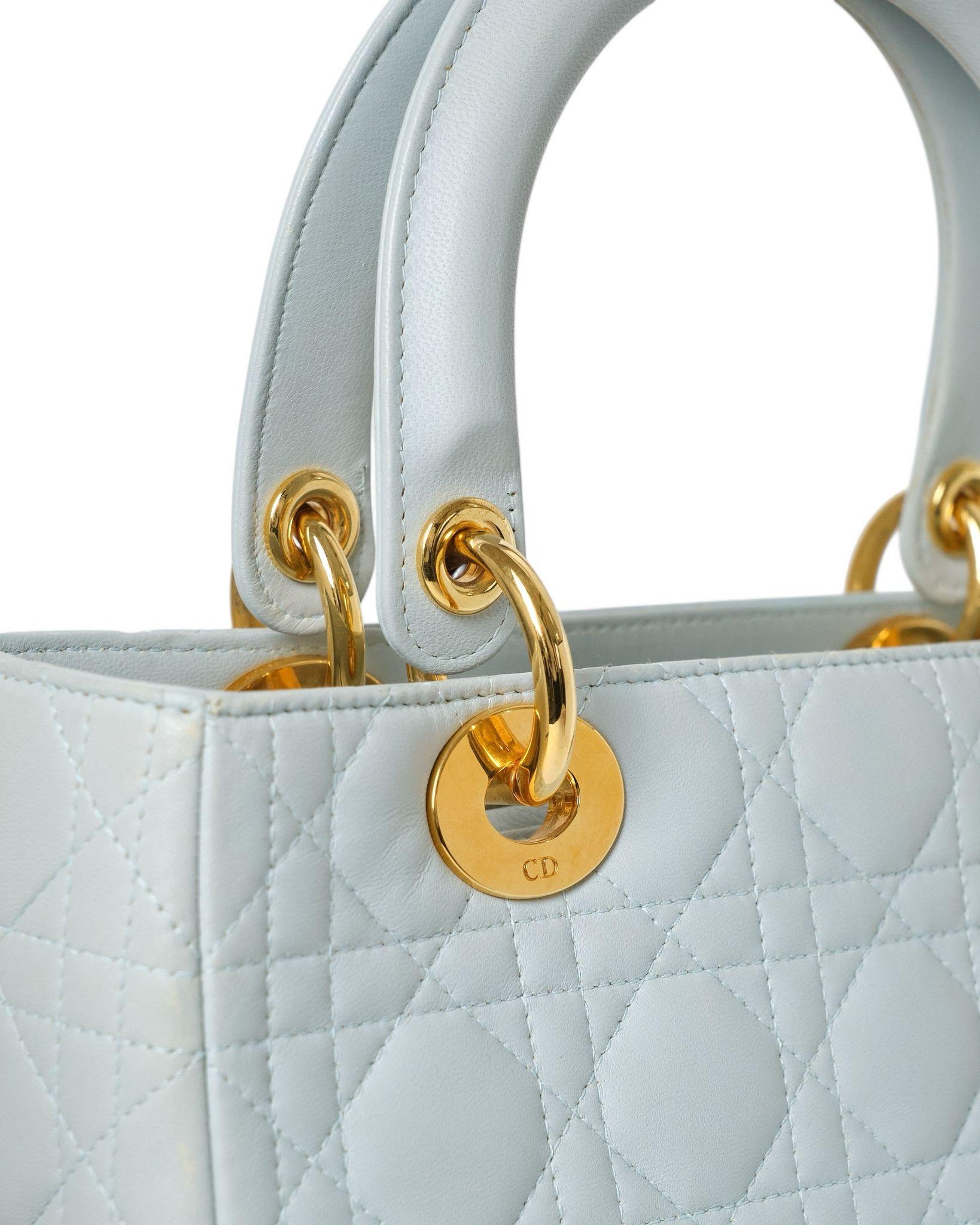 Dior Lady Medium Vintage Cannage Azzurra in vendita 5