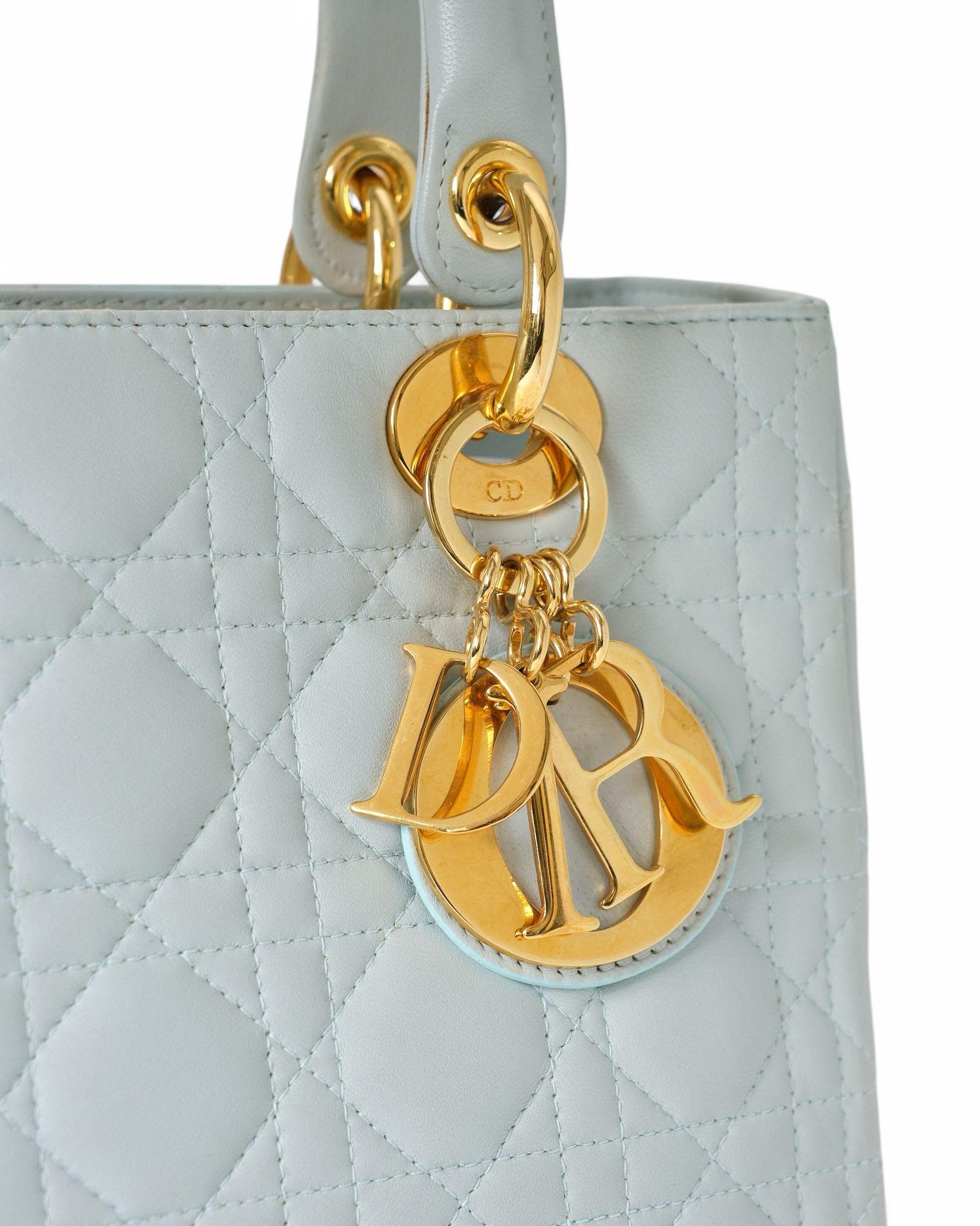 Dior Lady Medium Vintage Cannage Azzurra in vendita 11