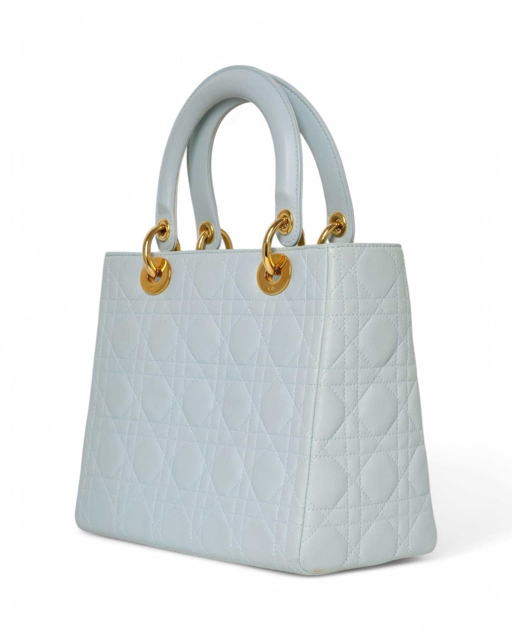 Dior Lady Medium Vintage Cannage Azzurra in vendita 1
