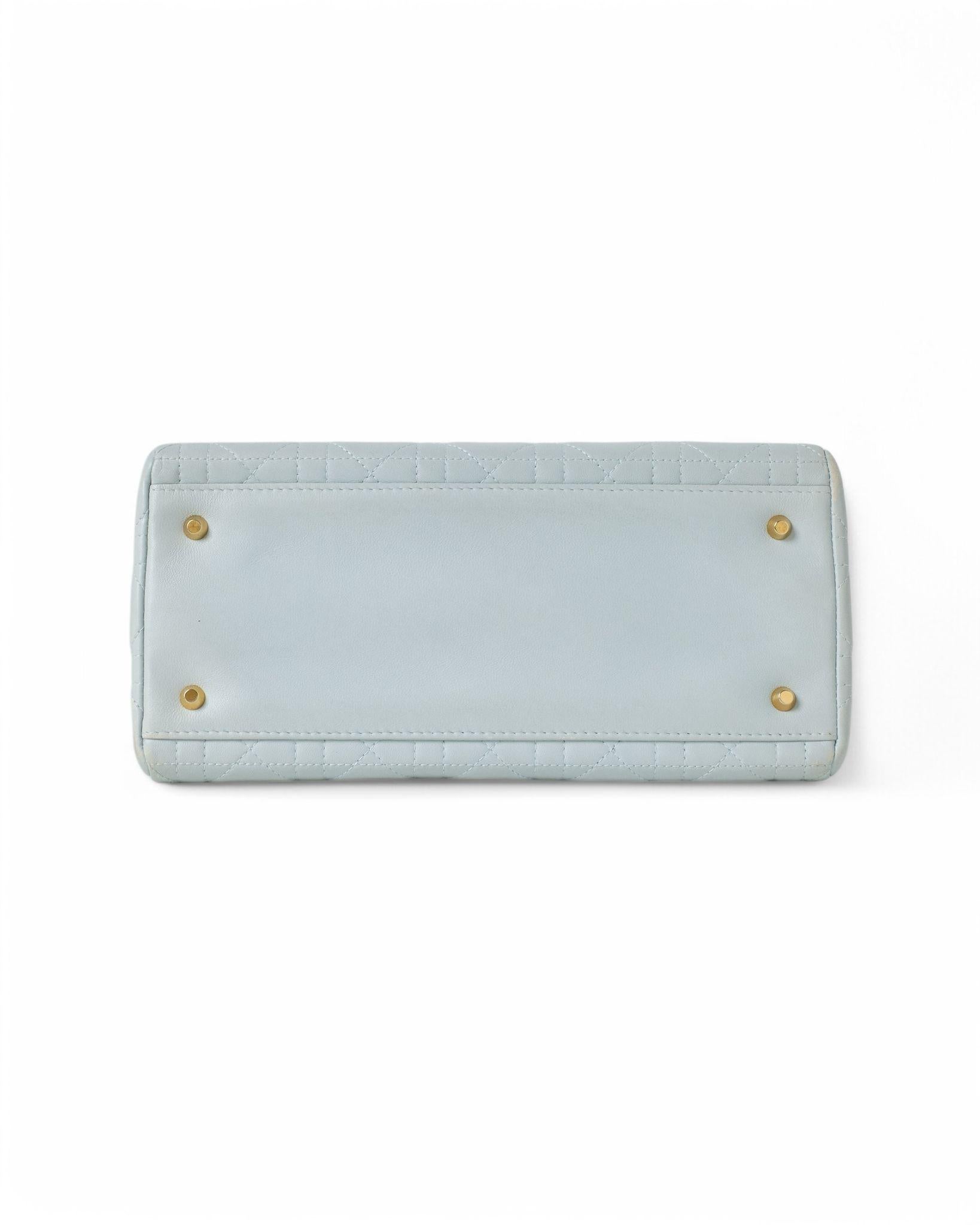 Dior Lady Medium Vintage Cannage Azzurra in vendita 2