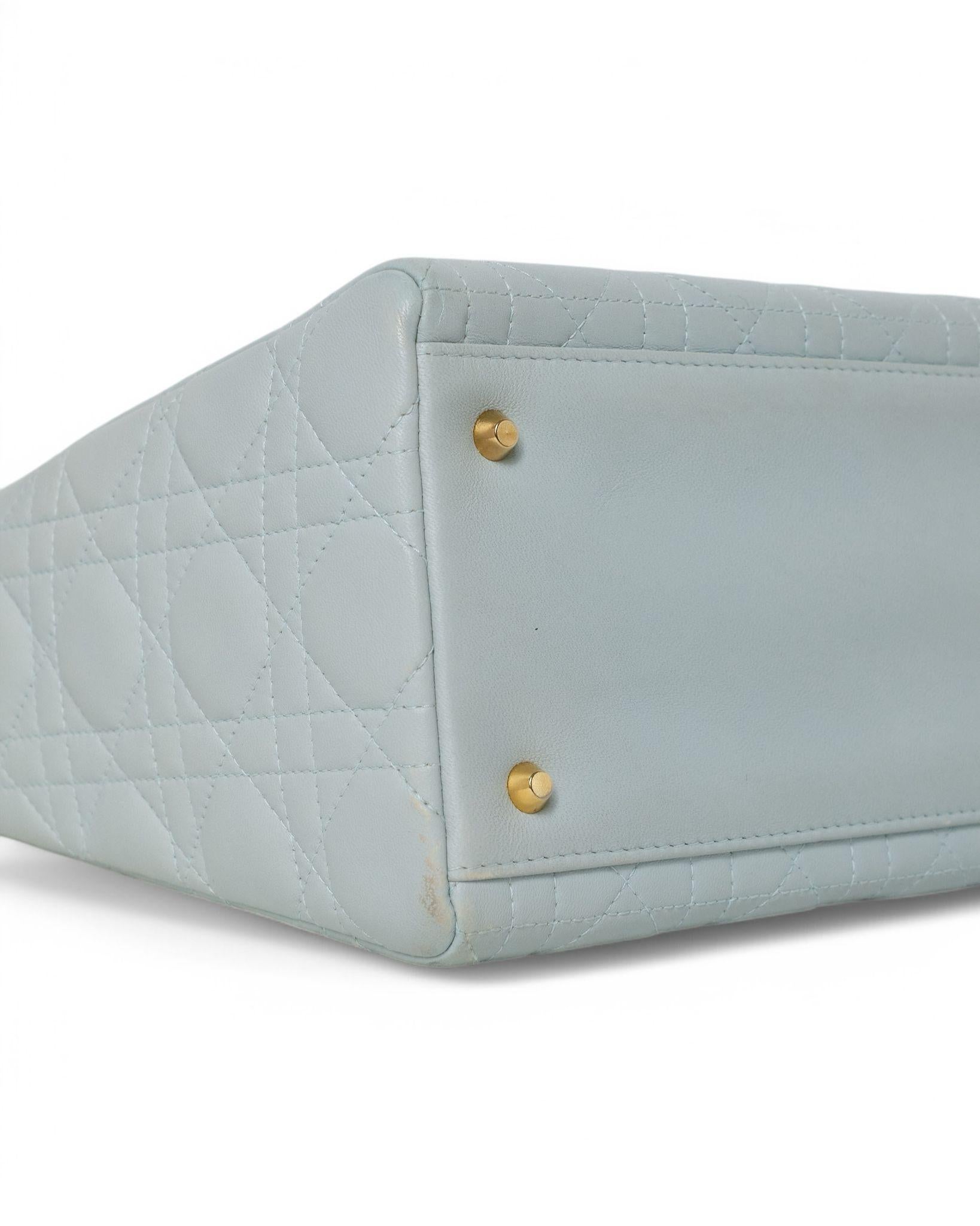 Dior Lady Medium Vintage Cannage Azzurra in vendita 3