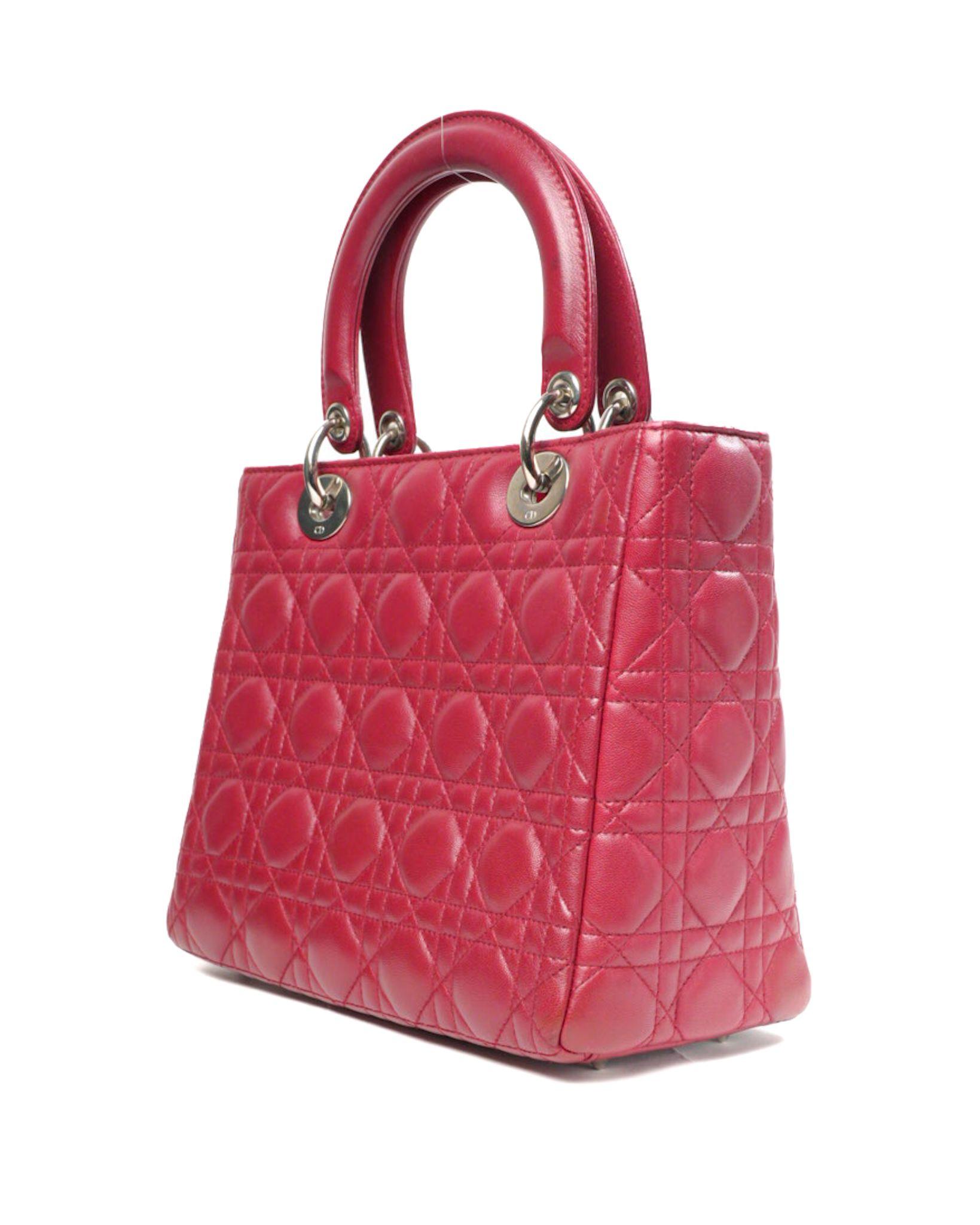 Dior Lady Medium Vintage Cannage Rojo en venta 1