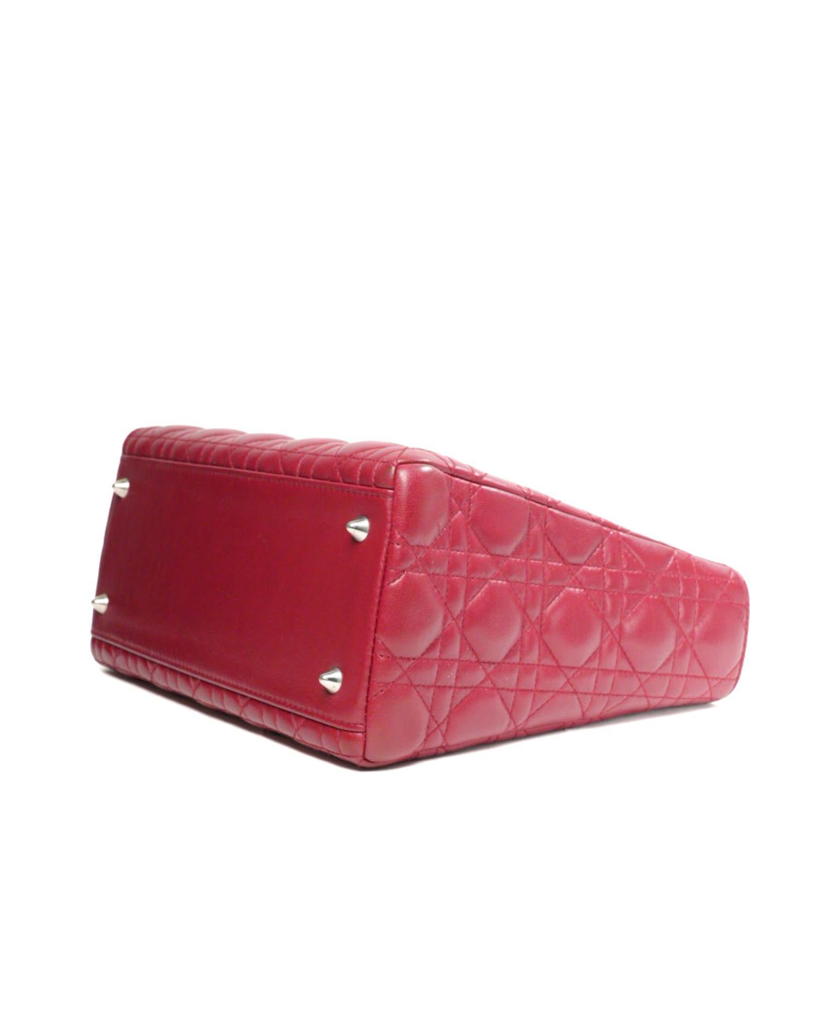 Dior Lady Medium Vintage Cannage Rojo en venta 3