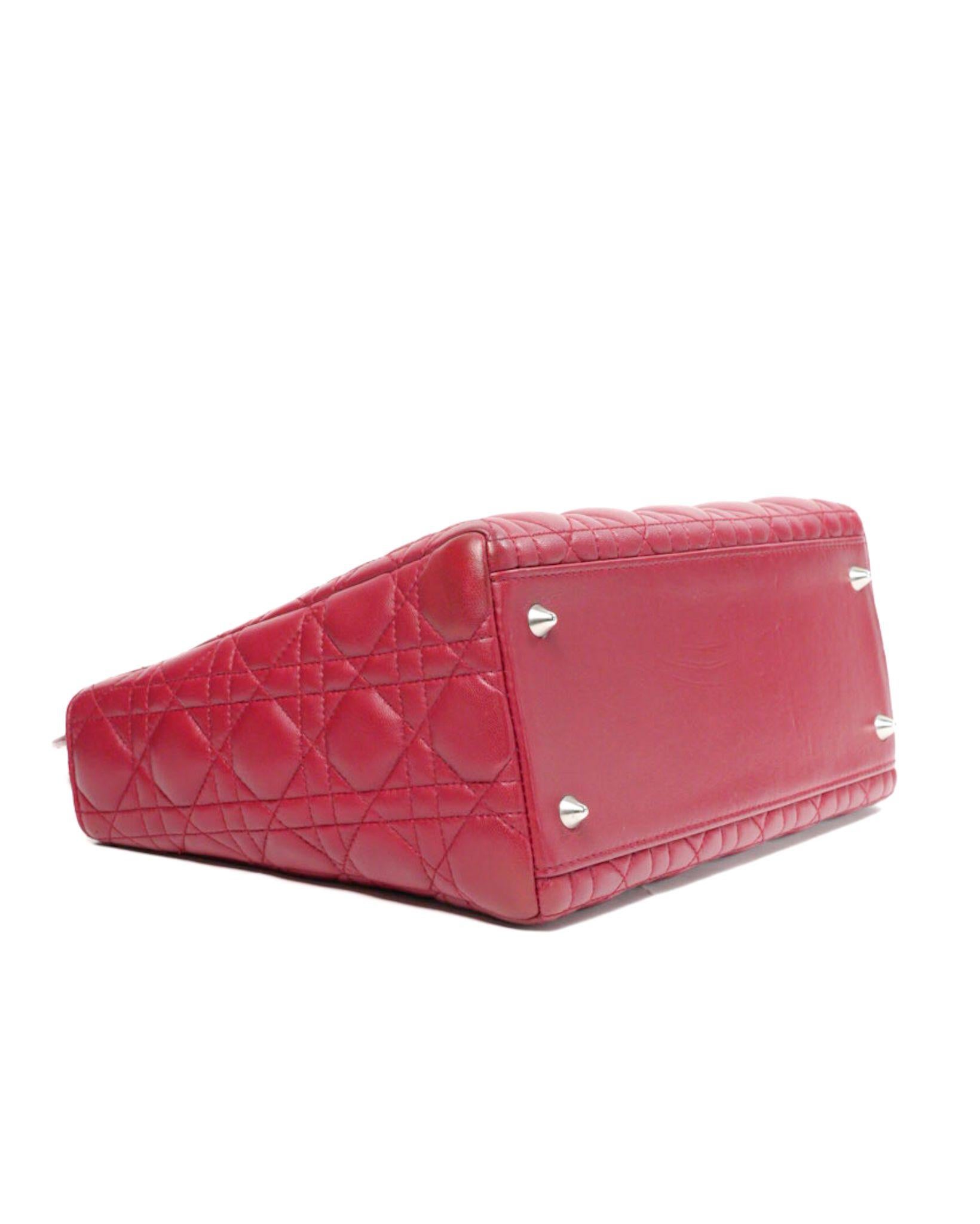 Dior Lady Medium Vintage Cannage Rojo en venta 4