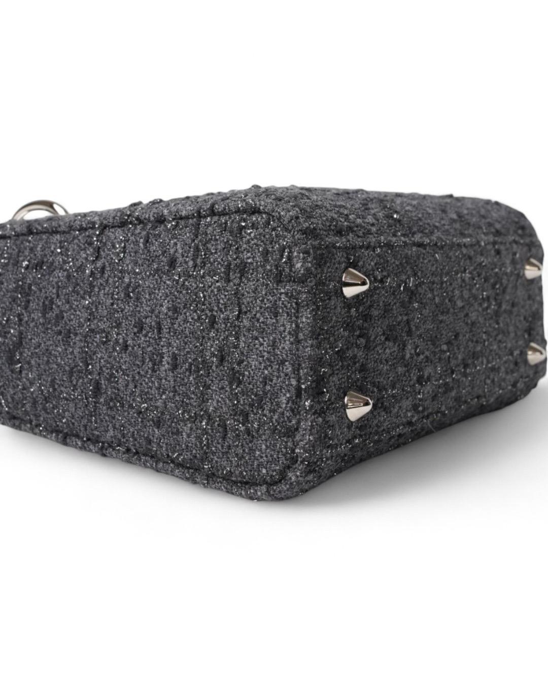 Dior Lady Small Canvas Metel Grigia en vente 7