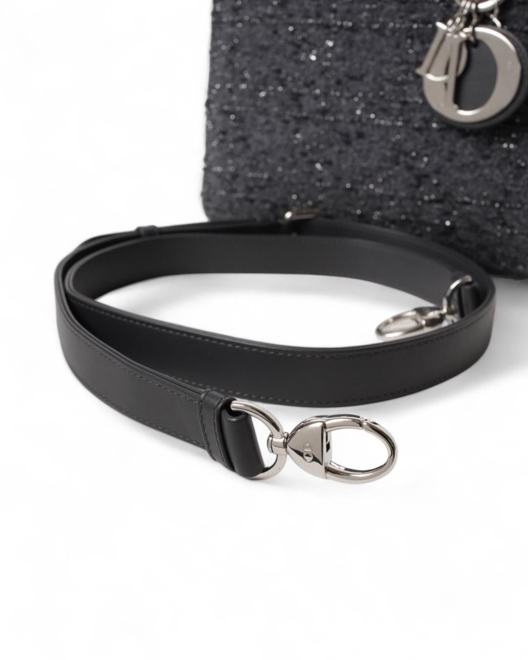 Dior Lady Small Canvas Metel Grigia en vente 8