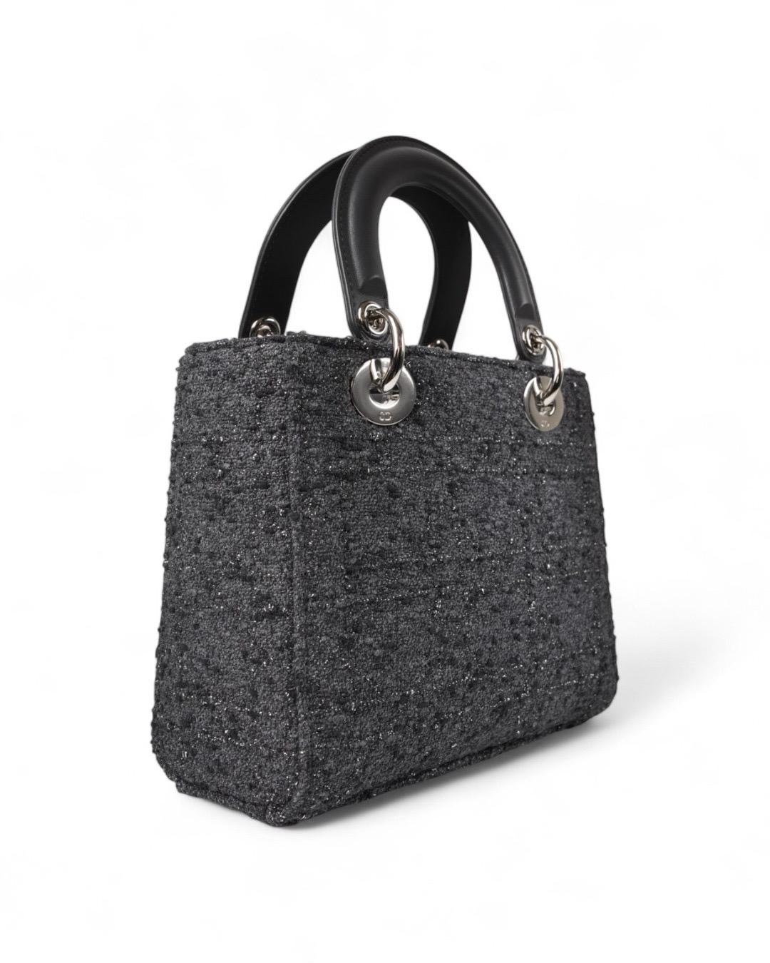Dior Lady Small Canvas Metel Grigia en vente 1