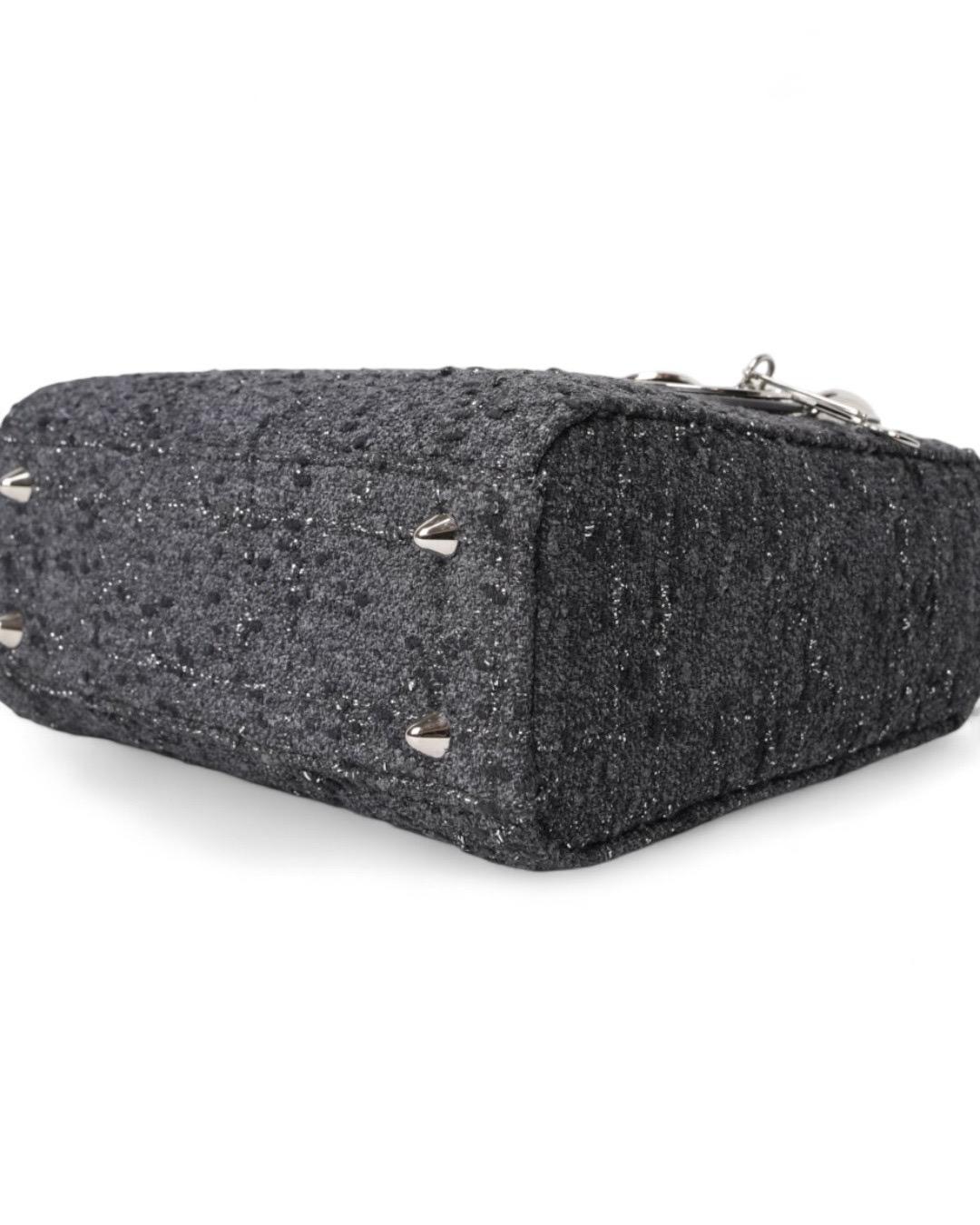 Dior Lady Small Canvas Metel Grigia en vente 4