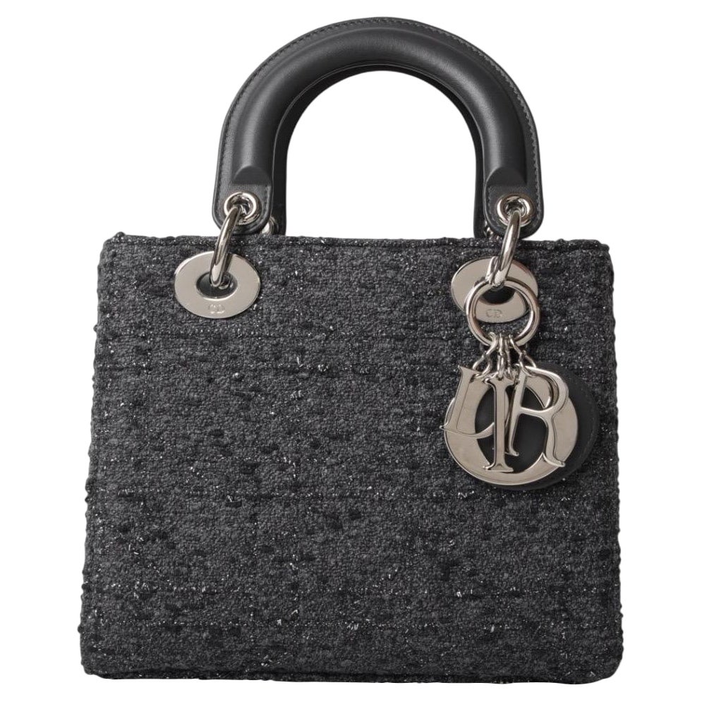 Dior Lady Small Canvas Metel Grigia en vente