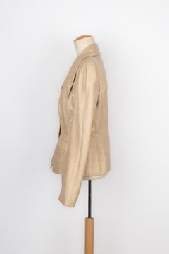 Dior Lamb Leather Jacket with Crocodile Print in Beige Tones, 2005
