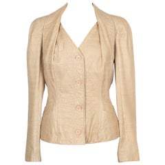 Dior Lamb Leather Jacket with Crocodile Print in Beige Tones, 2005