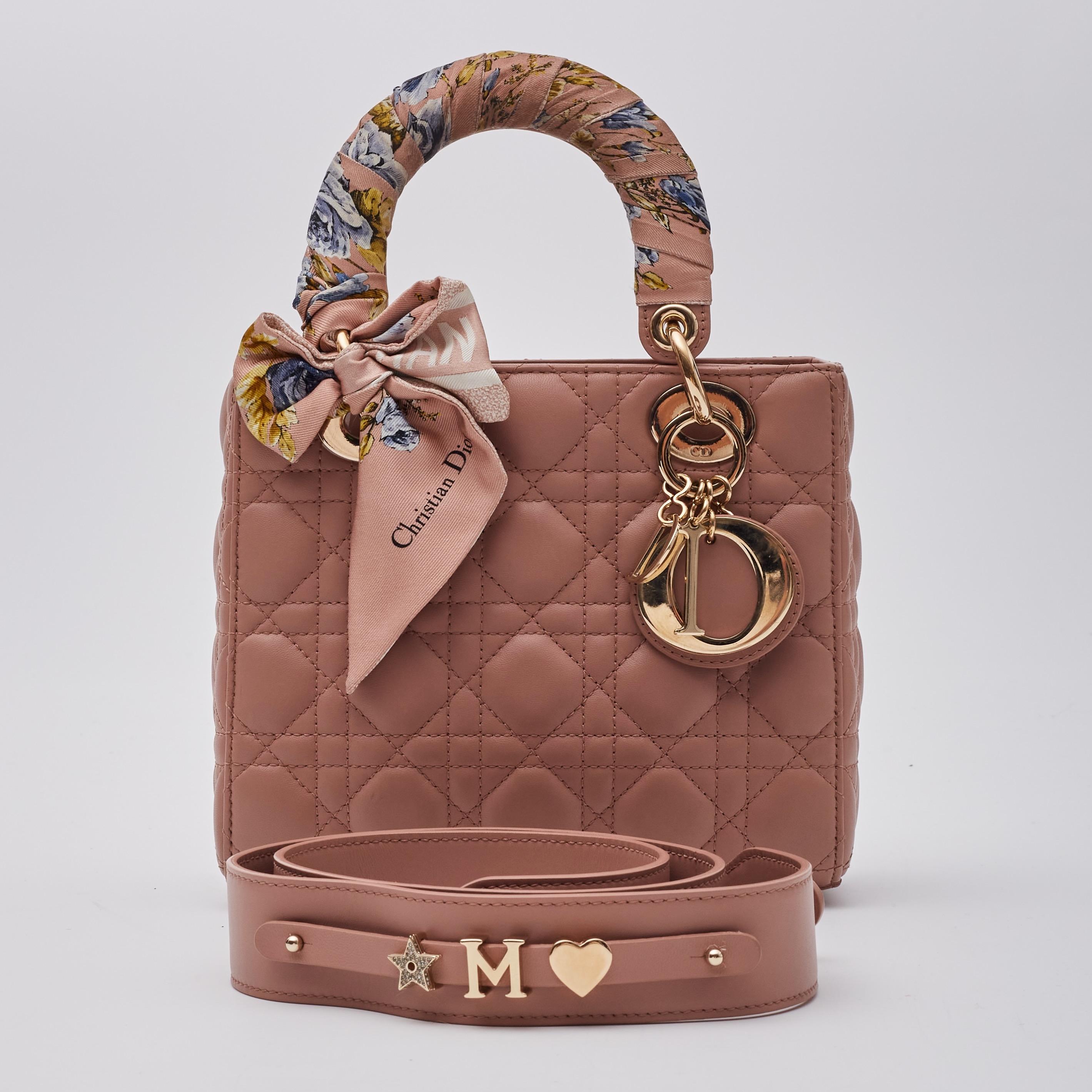 Dior Lammfell Cannage Soft Pink My Abcdior Lady Dior Fard Klein im Angebot 9