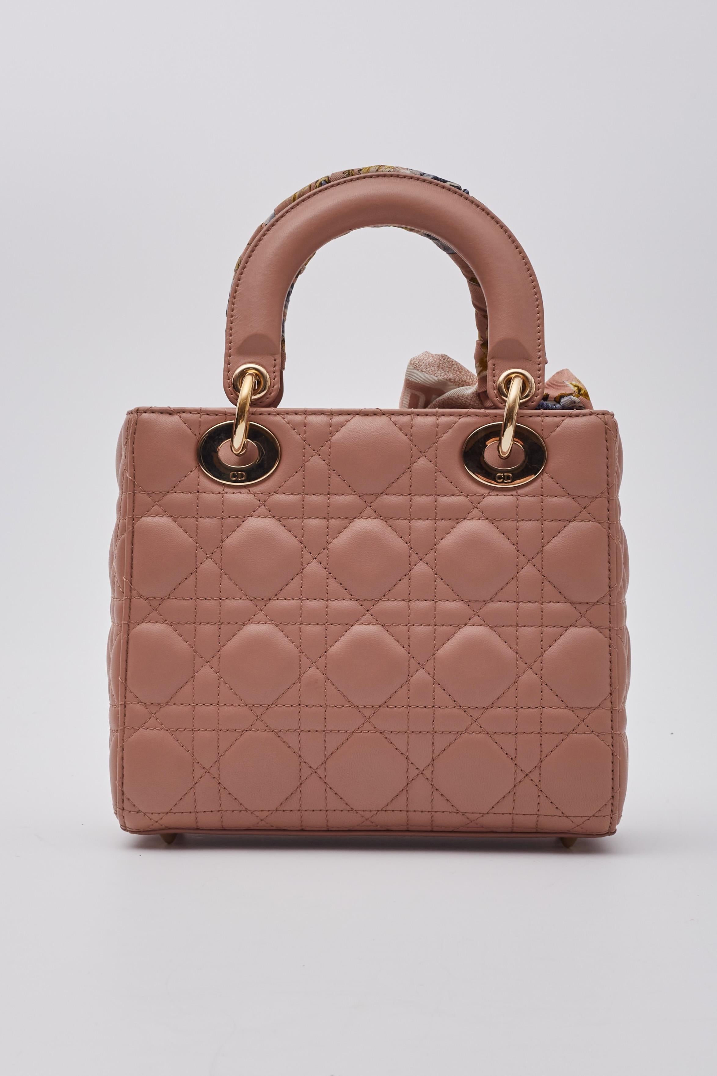 Dior Lambskin Cannage Soft Pink My Abcdior Lady Dior Fard Small For Sale 1
