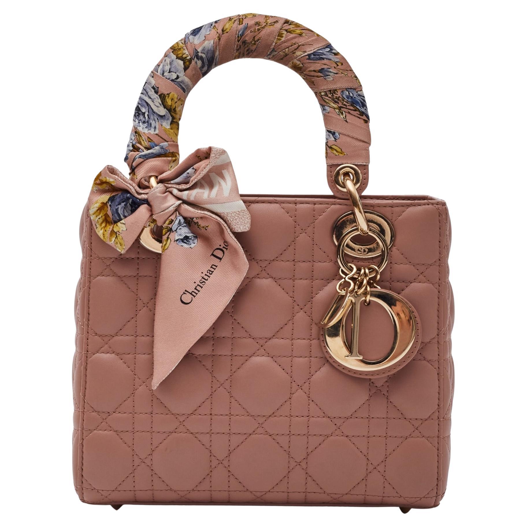 Dior Lambskin Cannage Soft Pink My Abcdior Lady Dior Fard Small For Sale