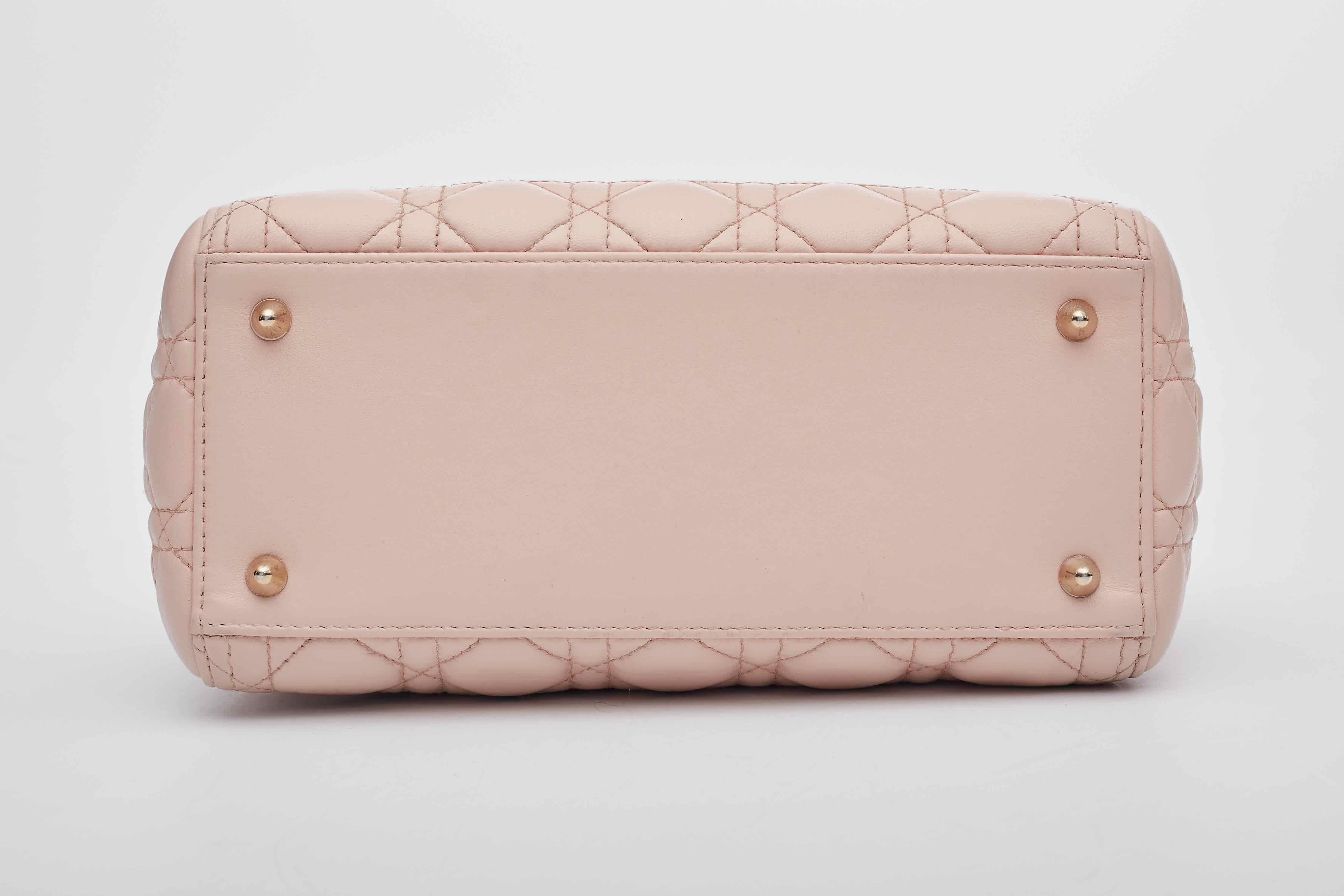 Women's Dior Lambskin Light Pink Cannage Medium Lady Dior Bag