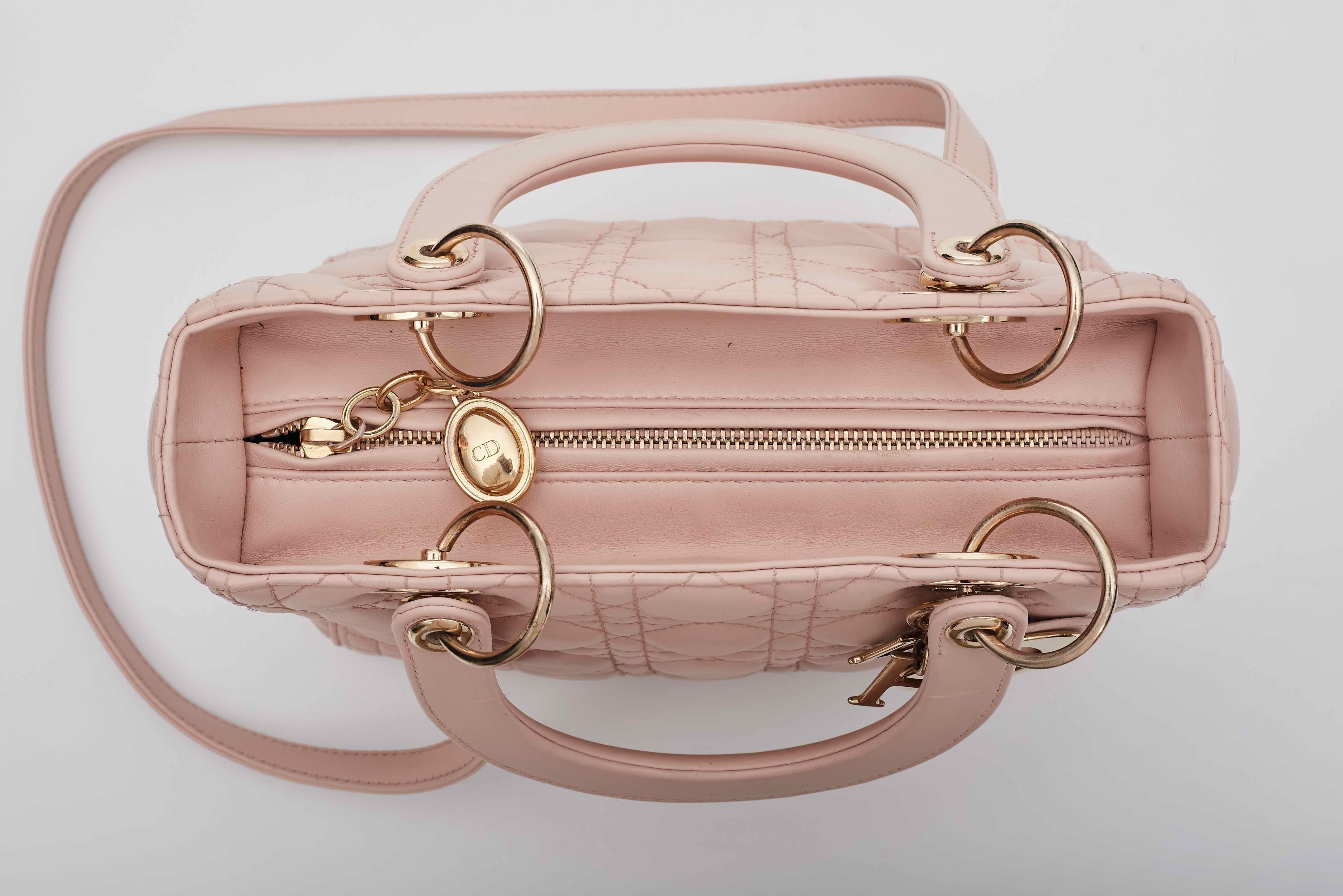 Dior Lambskin Light Pink Cannage Medium Lady Dior Bag 1