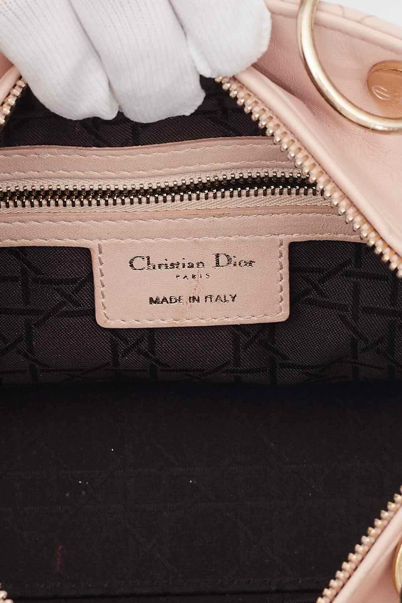 Dior Lambskin Light Pink Cannage Medium Lady Dior Bag 2